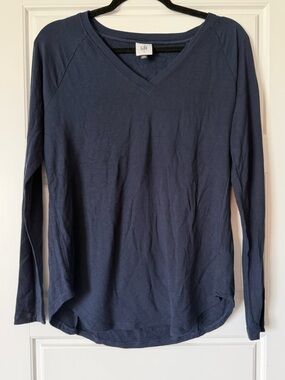 CAbi Navy V-Neck Long Sleeve Top